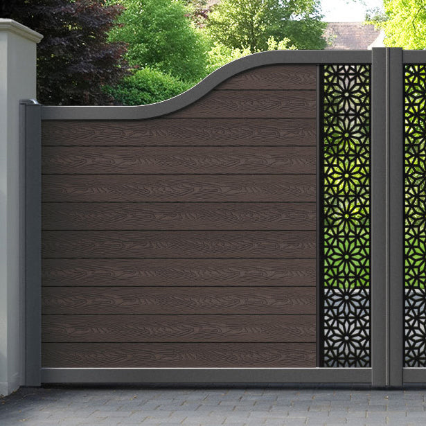 Classic Narwa Curved Top Driveway Gate - Mid Brown - Middle Screen