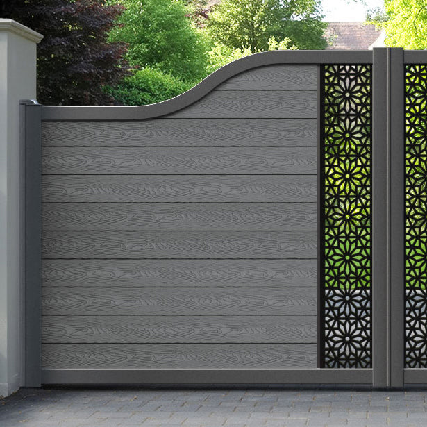 Classic Narwa Curved Top Driveway Gate - Mid Grey - Middle Screen