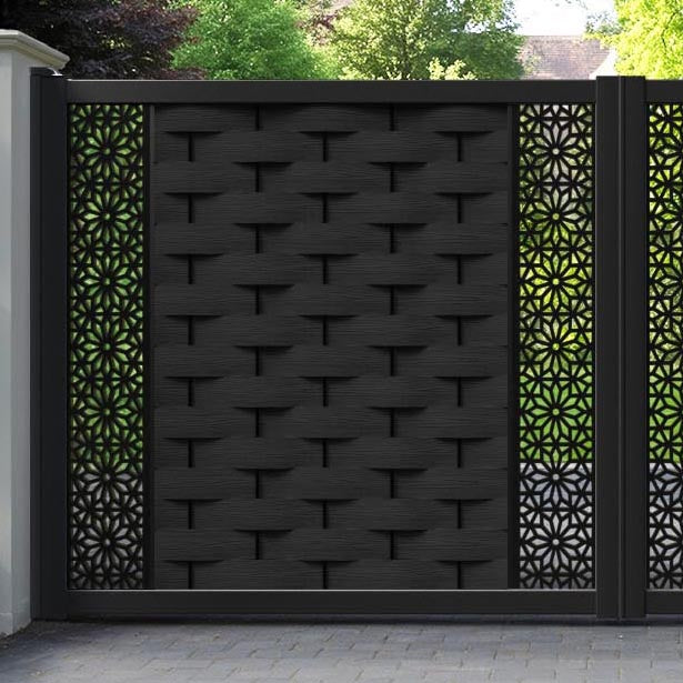 Ripple Narwa Straight Top Driveway Gate - Black - Middle & End Screen
