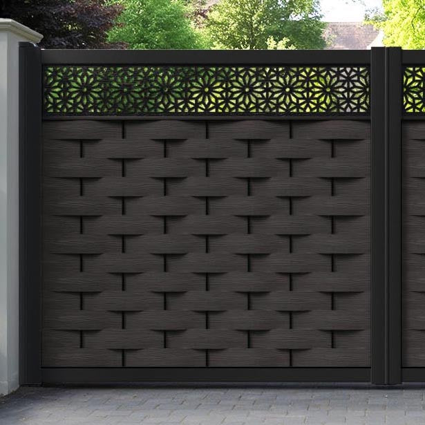 Ripple Nazira Straight Top Driveway Gate - Dark Oak - Top Screen