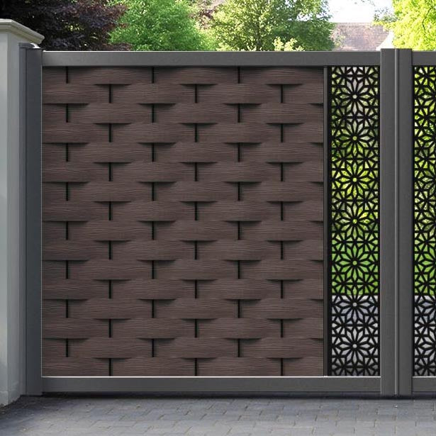 Ripple Narwa Straight Top Driveway Gate - Mid Brown - Middle Screen