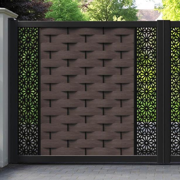 Ripple Narwa Straight Top Driveway Gate - Mid Brown - Middle & End Screen