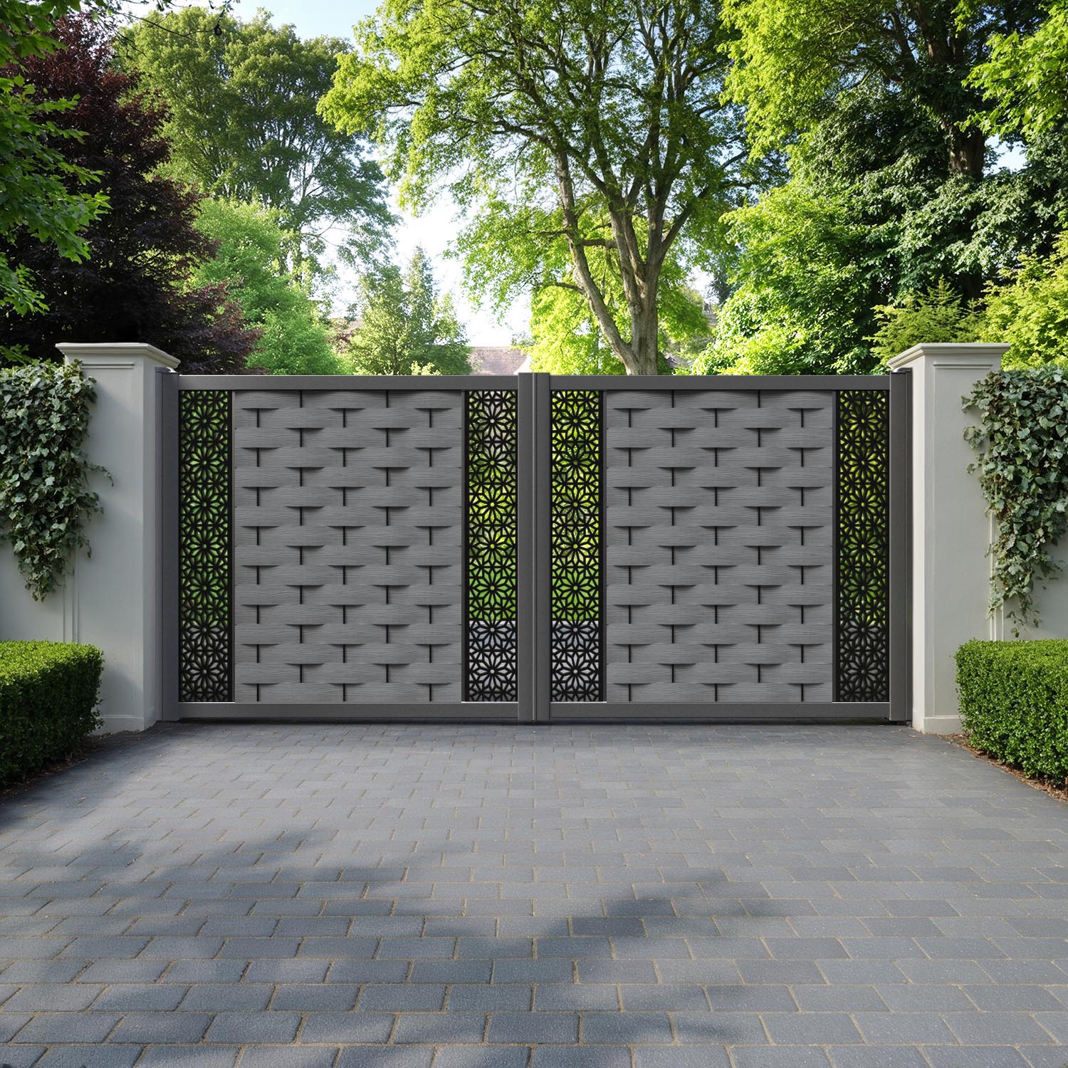 Ripple Narwa Straight Top Driveway Gate - Mid Grey - Middle & End Screen
