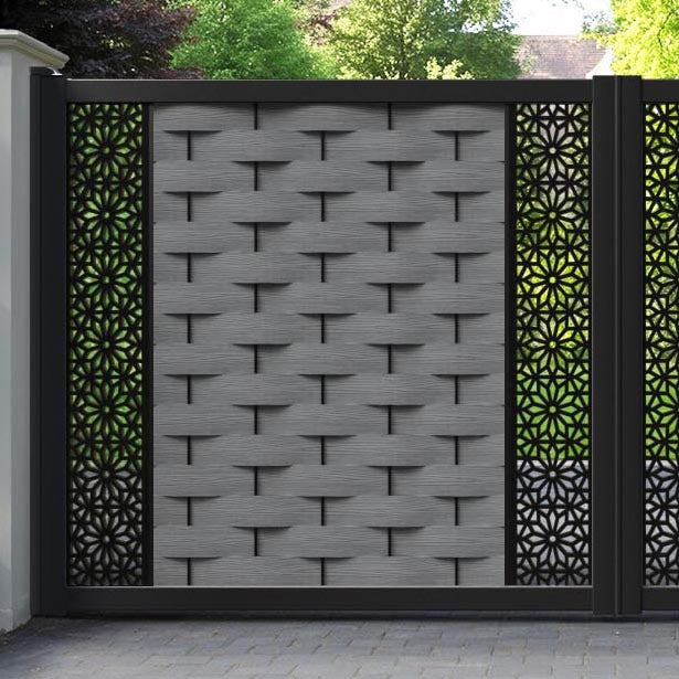 Ripple Narwa Straight Top Driveway Gate - Mid Grey - Middle & End Screen
