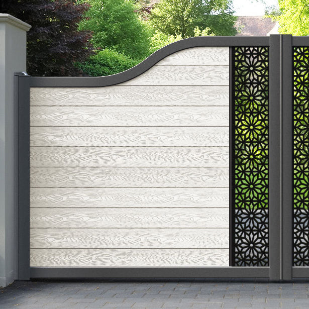 Classic Narwa Curved Top Driveway Gate - Light Stone - Middle Screen