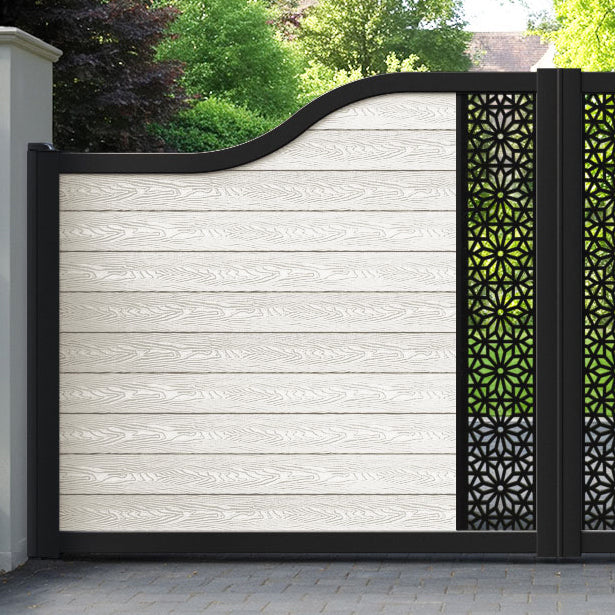 Classic Narwa Curved Top Driveway Gate - Light Stone - Middle Screen