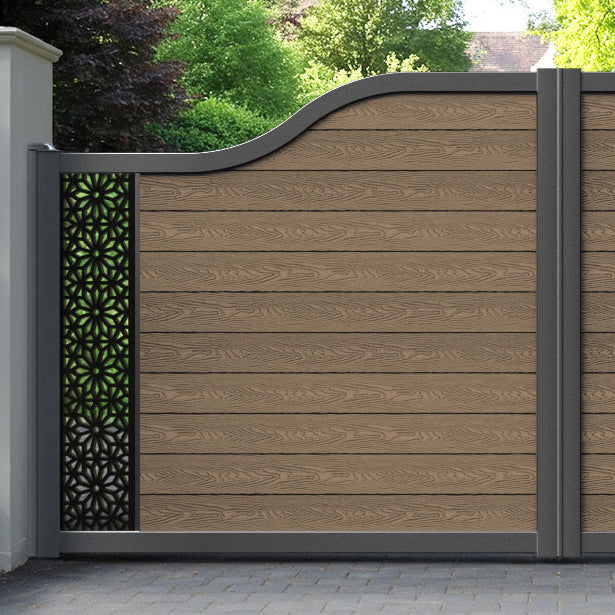 Classic Narwa Curved Top Driveway Gate - Teak -  End Screen