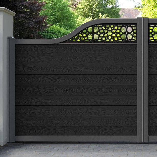 Classic Nazira Curved Top Driveway Gate - Black - Top Screen