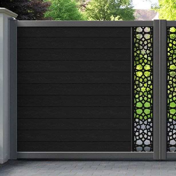 Classic Nazira Straight Top Driveway Gate - Black - Middle Screen
