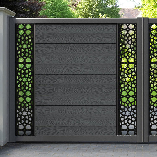 Classic Nazira Straight Top Driveway Gate - Dark Grey - Middle & End Screen
