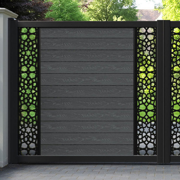 Classic Nazira Straight Top Driveway Gate - Dark Grey - Middle & End Screen