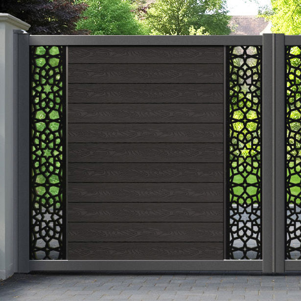 Classic Nazira Straight Top Driveway Gate - Dark Oak - Middle & End Screen
