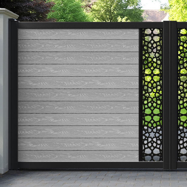 Classic Nazira Straight Top Driveway Gate - Light Grey - Middle Screen