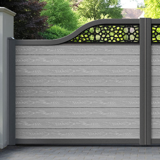 Classic Nazira Curved Top Driveway Gate - Light Grey - Top Screen