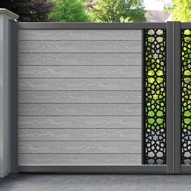 Classic Nazira Straight Top Driveway Gate - Light Grey - Middle Screen