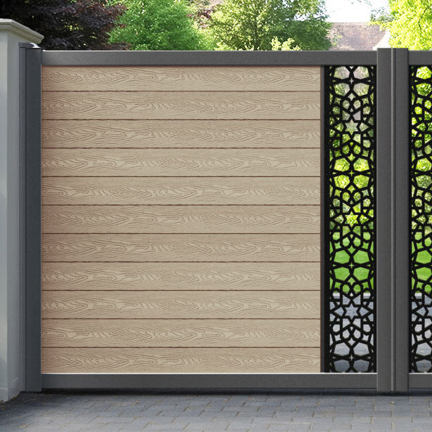 Classic Nazira Straight Top Driveway Gate - Light Oak - Middle Screen