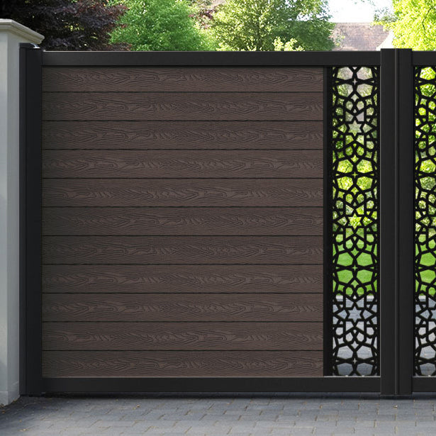 Classic Nazira Straight Top Driveway Gate - Mid Brown - Middle Screen