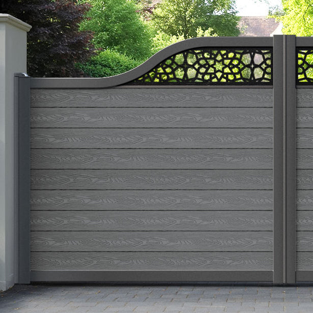 Classic Nazira Curved Top Driveway Gate - Mid Grey - Top Screen