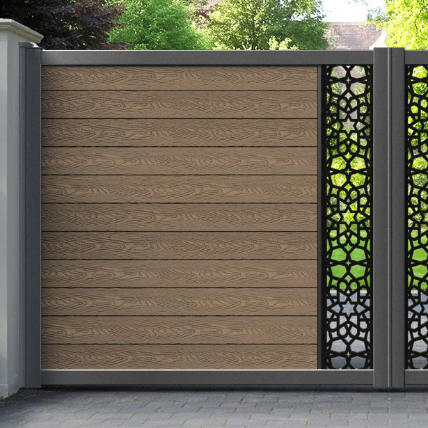Classic Nazira Straight Top Driveway Gate - Teak - Middle Screen