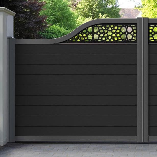 Fusion Nazira Curved Top Driveway Gate - Black - Top Screen