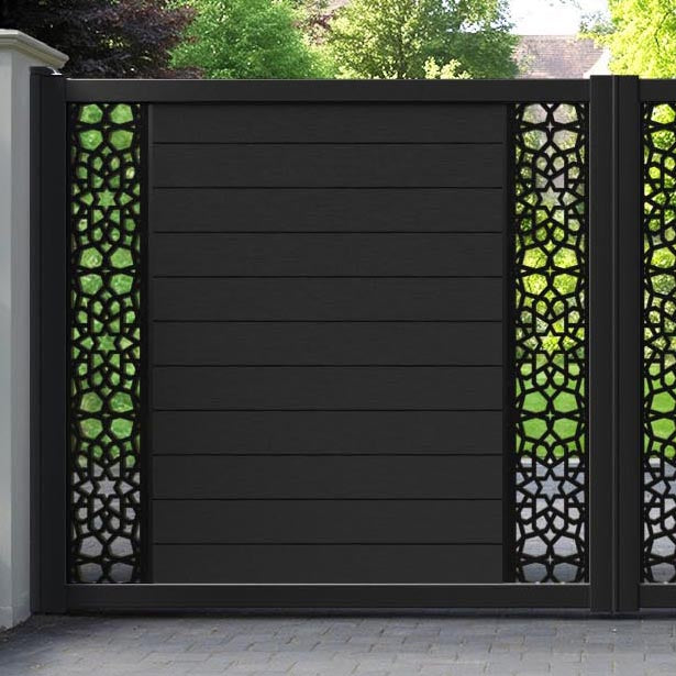 Fusion Nazira Straight Top Driveway Gate - Black - Middle & End Screen