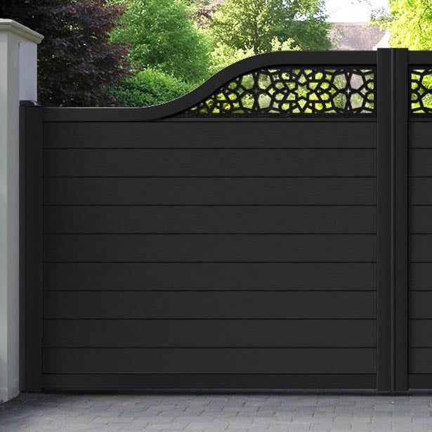 Fusion Nazira Curved Top Driveway Gate - Black - Top Screen