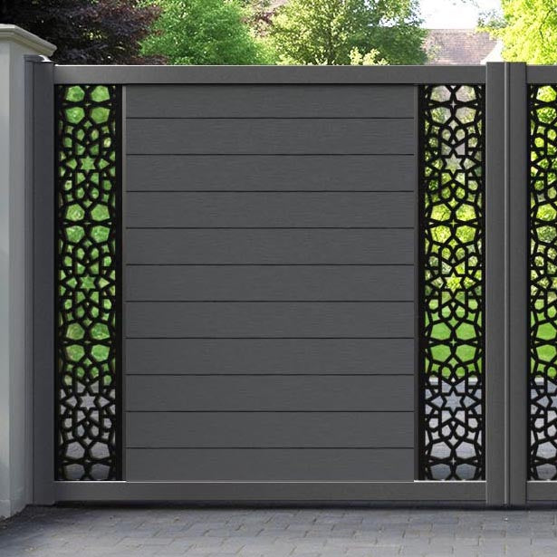 Fusion Nazira Straight Top Driveway Gate - Dark Grey - Middle & End Screen