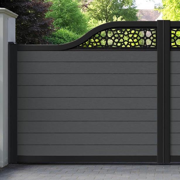 Fusion Nazira Curved Top Driveway Gate - Dark Grey - Top Screen