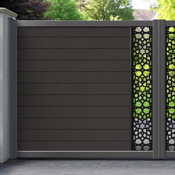 Fusion Nazira Straight Top Driveway Gate - Dark Oak - Middle Screen