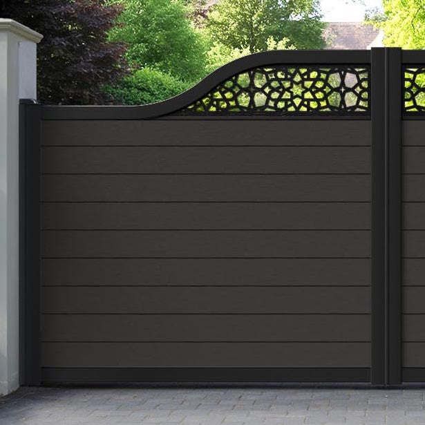 Fusion Nazira Curved Top Driveway Gate - Dark Oak - Top Screen