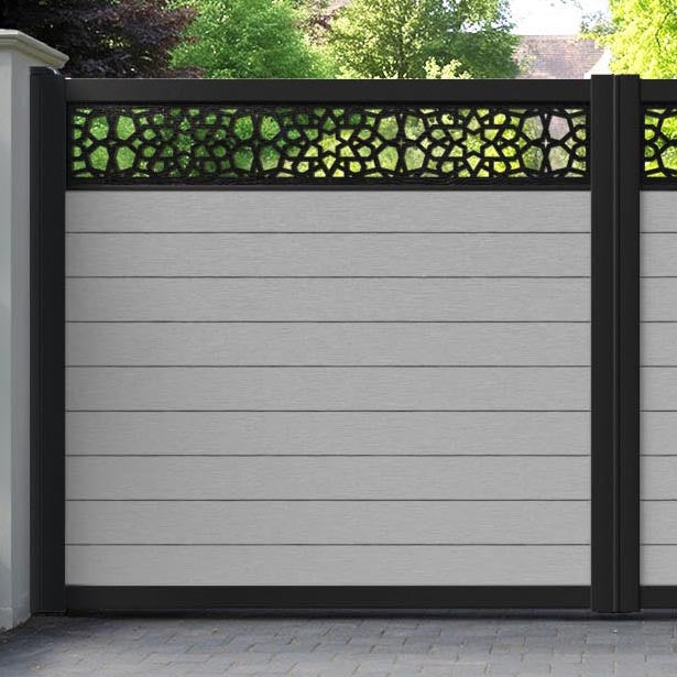 Fusion Nazira Straight Top Driveway Gate - Light Grey - Top Screen