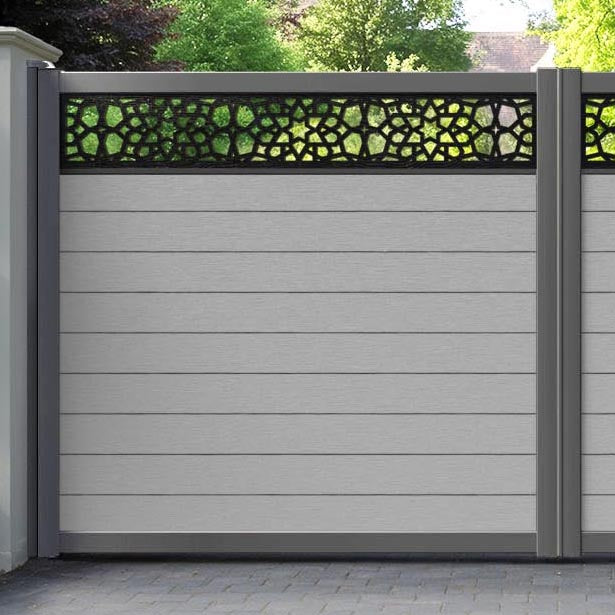 Fusion Nazira Straight Top Driveway Gate - Light Grey - Top Screen