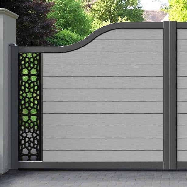 Fusion Nazira Curved Top Driveway Gate - Light Grey - End Screen