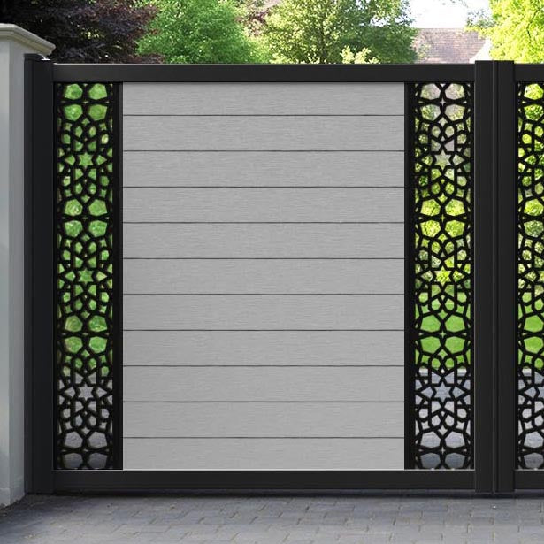 Fusion Nazira Straight Top Driveway Gate - Light Grey - Middle & End Screen