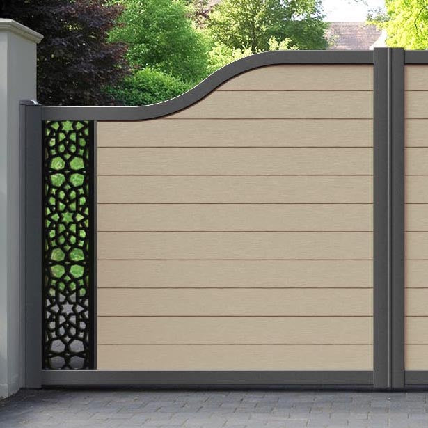 Fusion Nazira Curved Top Driveway Gate - Light Oak - End Screen
