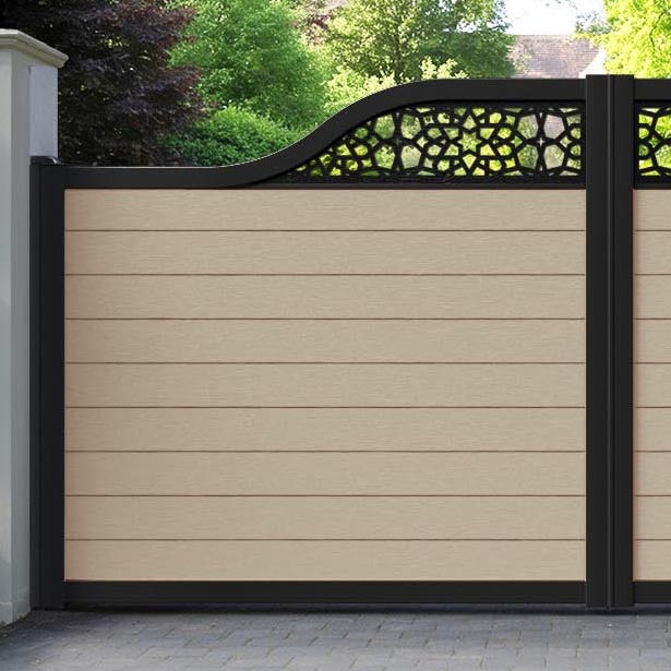 Fusion Nazira Curved Top Driveway Gate - Light Oak - Top Screen