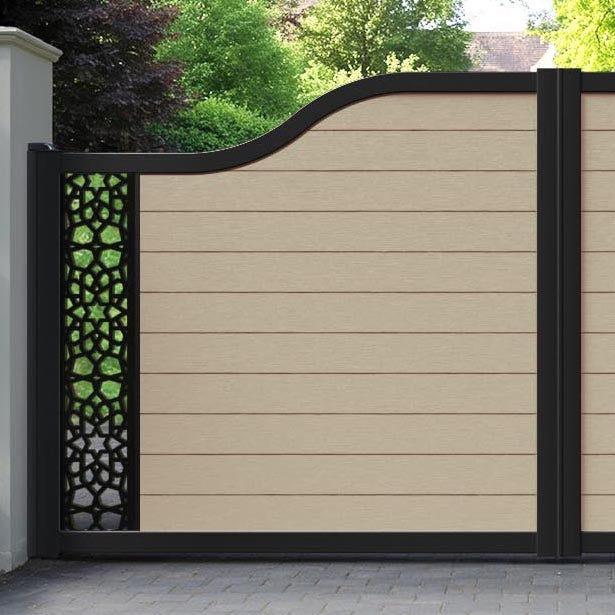 Fusion Nazira Curved Top Driveway Gate - Light Oak - End Screen
