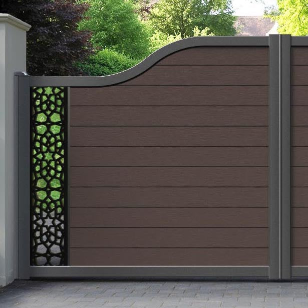 Fusion Nazira Curved Top Driveway Gate - Mid Brown - End Screen