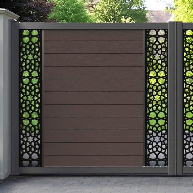 Fusion Nazira Straight Top Driveway Gate - Mid Brown - Middle & End Screen