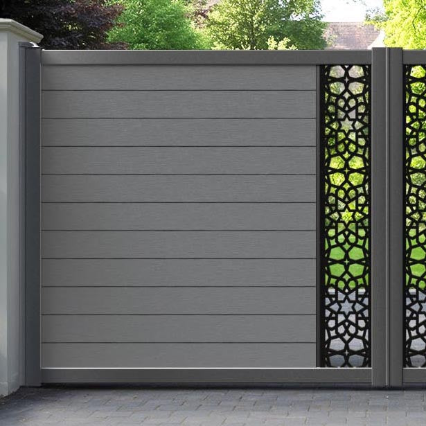 Fusion Nazira Straight Top Driveway Gate - Mid Grey - Middle Screen