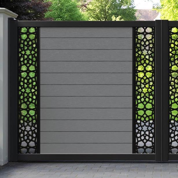 Fusion Nazira Straight Top Driveway Gate - Mid Grey - Middle & End Screen