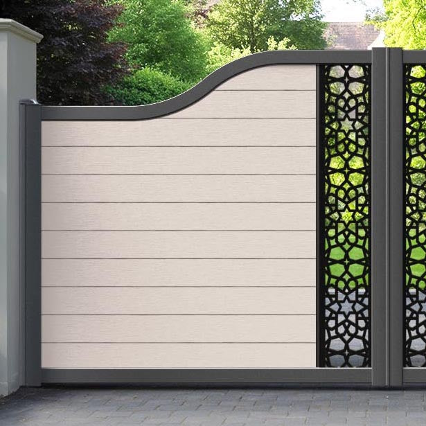 Fusion Nazira Curved Top Driveway Gate - Mid Stone - Middle Screen