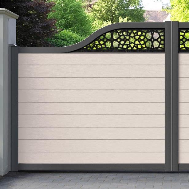 Fusion Nazira Curved Top Driveway Gate - Mid Stone - Top Screen