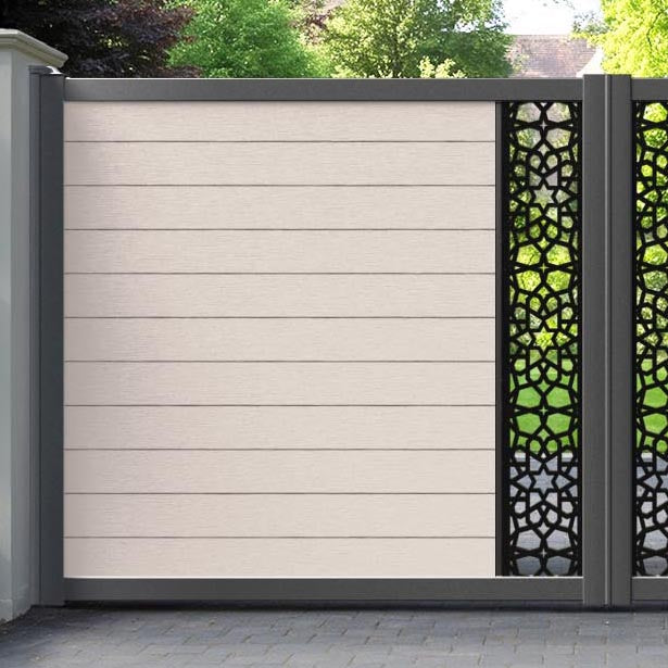 Fusion Nazira Straight Top Driveway Gate - Mid Stone - Middle Screen