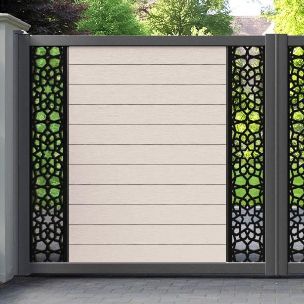Fusion Nazira Straight Top Driveway Gate - Mid Stone - Middle & End Screen