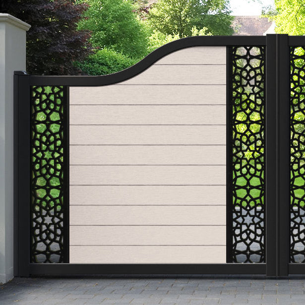 Fusion Nazira Curved Top Driveway Gate - Mid Stone - Middle & End Screen