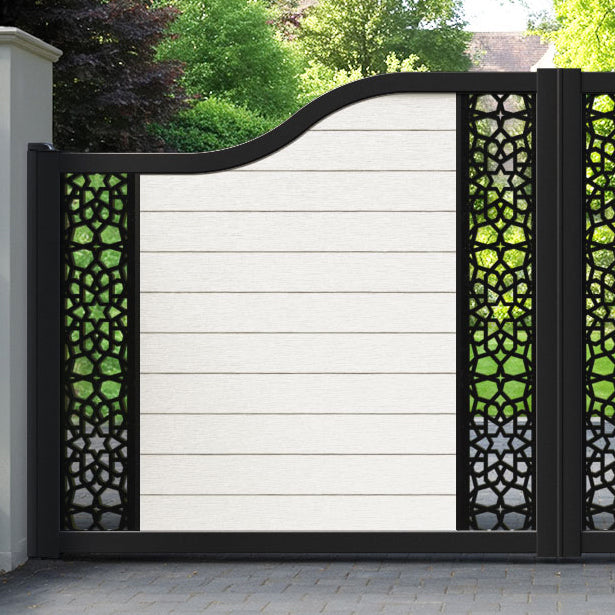 Fusion Nazira Curved Top Driveway Gate - Light Stone - Middle & End Screen