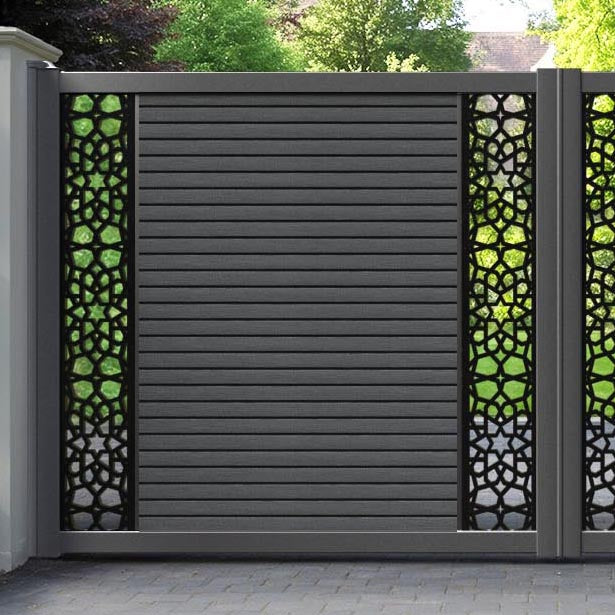 Hudson Nazira Straight Top Driveway Gate - Dark Grey - Middle & End Screen