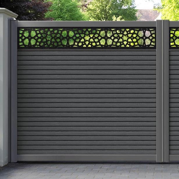 Hudson Nazira Straight Top Driveway Gate - Dark Grey - Top Screen