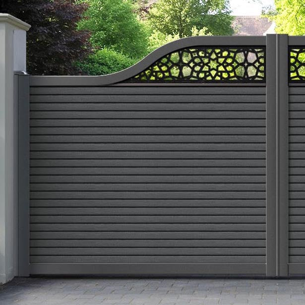 Hudson Nazira Curved Top Driveway Gate - Dark Grey - Top Screen